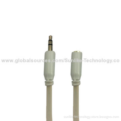 Audio Extension Cable, Molding, Nickel-plated, Half-shiny, Half Matte, Flat Line, 3.5SP Male-female